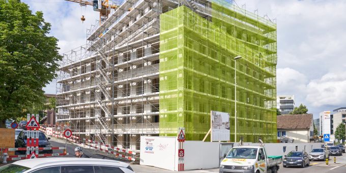 Richtfest des neuen Oberwiler Gemeindehauses. Neubau Gemeindehaus