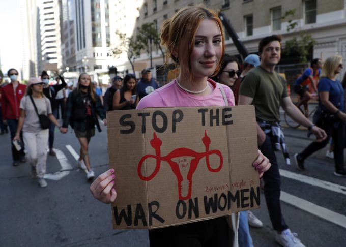 Abortion rights activists rally at San Francisco City Hall