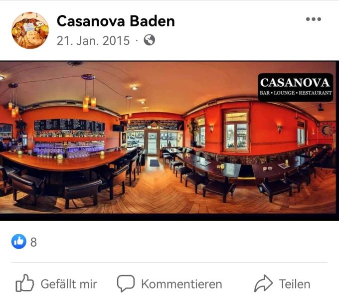 Ein Bild vom Restaurant «Casanova» in Baden. Casanoca
