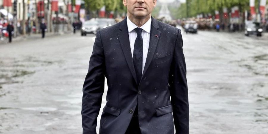 Emmanuel Macron sich für eine zweite Amtszeit zur Wahl. Foto: Alain Jocard/AFP/dpa