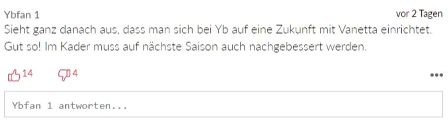 Dieser YB-Fan ist überzeugt, dass sich die Berner auf eine Zukunft mit Vanetta als Cheftrainer einrichten.