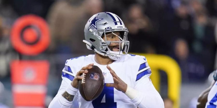 Hat den Touchdown-Rekord der Dallas Cowboys gebrochen: Quarterback Dak Prescott. Foto: Julio Cortez/AP/dpa