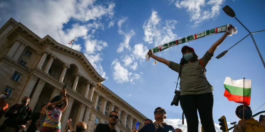 Demonstranten in Sofia