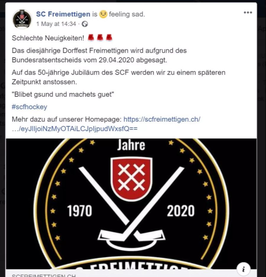 Facebook Post FC Freimettigen