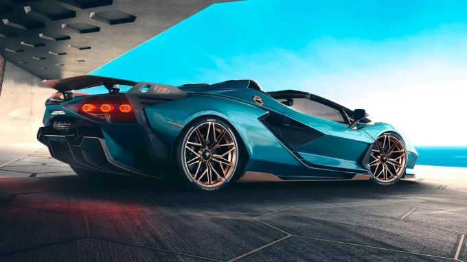 819PS brauchen viel Spoiler und noch mehr Gummi um auf der Strasse zu bleiben 2020 Lamborghini Sián Roadster