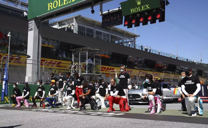 So reihten sich die Fahrer der Formel 1 vor dem Rennstart ein. Formel 1