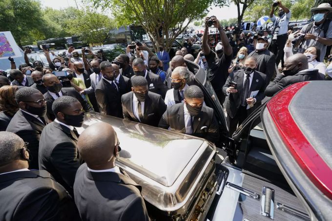 Der goldene Sarg von George Floyd. George Floyd Funeral