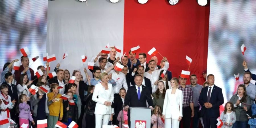 Andrzej Duda nach Verkündung erster Prognosen am Sonntag