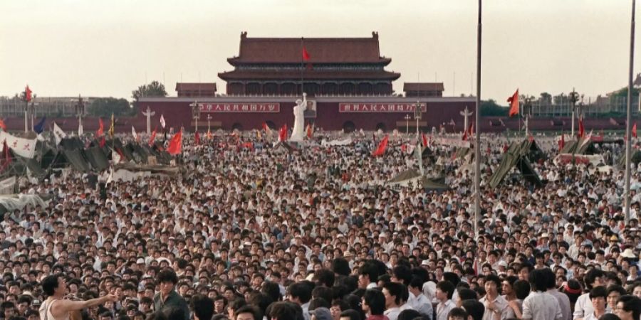 Demonstranten auf dem Tiananmen-Platz am 2. Juni 1989