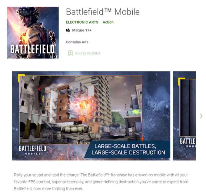 Battlefield Mobile findet sich bereits im Google Play Store. (Screenshot) EA Battlefield