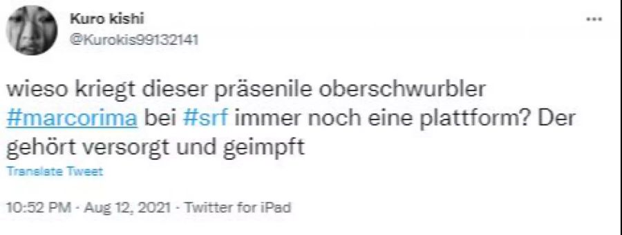 Ein User empört sich über SRF.