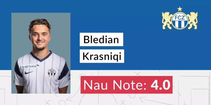 Die Note für Bledian Krasniqi vom FC Zürich. FC Zürich