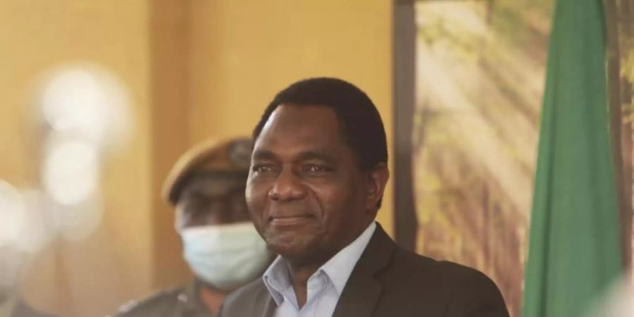 Am Ziel: Hakainde Hichilema hat die Präsidentschaftswahl in Sambia gewonnen. Foto: Tsvangirayi Mukwazhi/AP/dpa