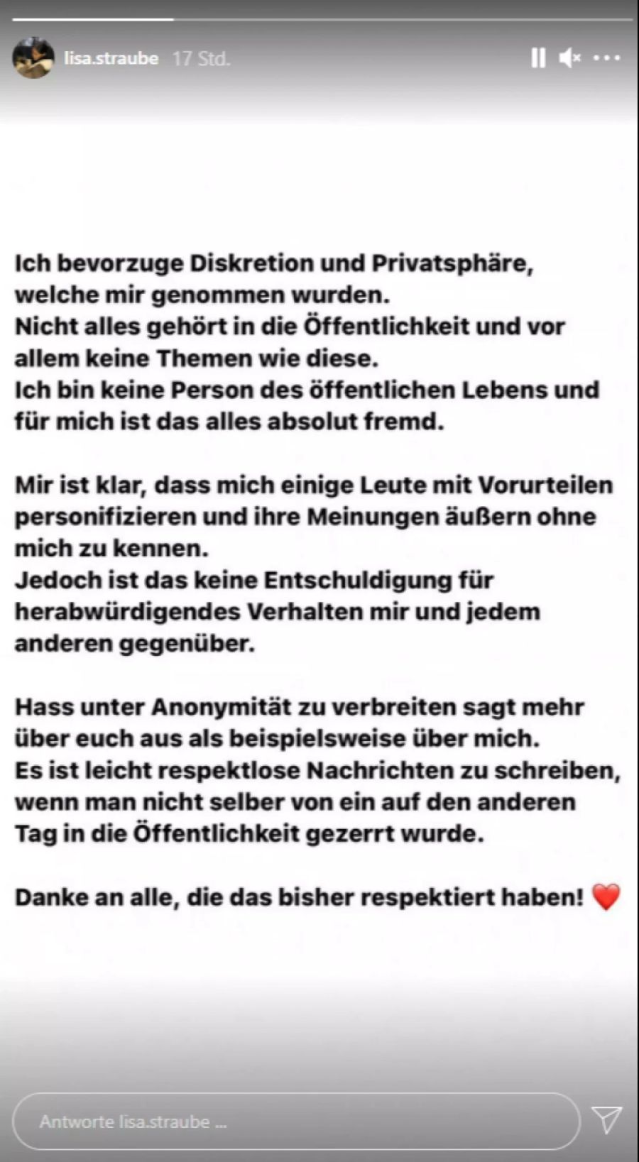 Mit diesem Statement wehrt sich die 21-Jährige gegen den Hass.