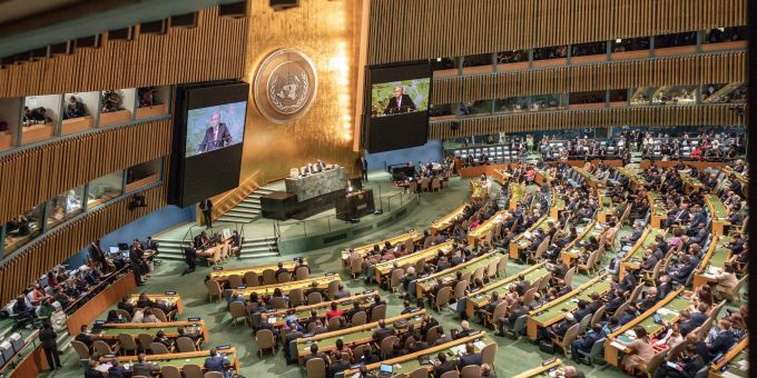 UN-Generalsekretär António Guterres spricht vor der UN-Vollversammlung. UN-Generalsekretär António Guterres spricht vor der UN-Vollversammlung.