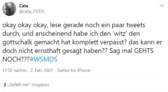 Gottschalks Spruch sorgte für Entsetzen. gottschalk
