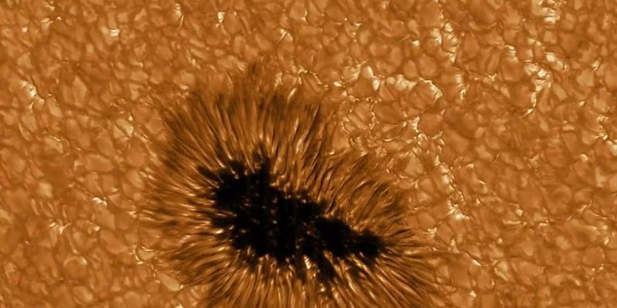 Ein Sonnenfleck in höchster Auflösung, beobachtet mit dem GREGOR Teleskop bei einer Wellenlänge von 430 nm. Foto: Leibniz-Institut für Sonnenphysik/dpa