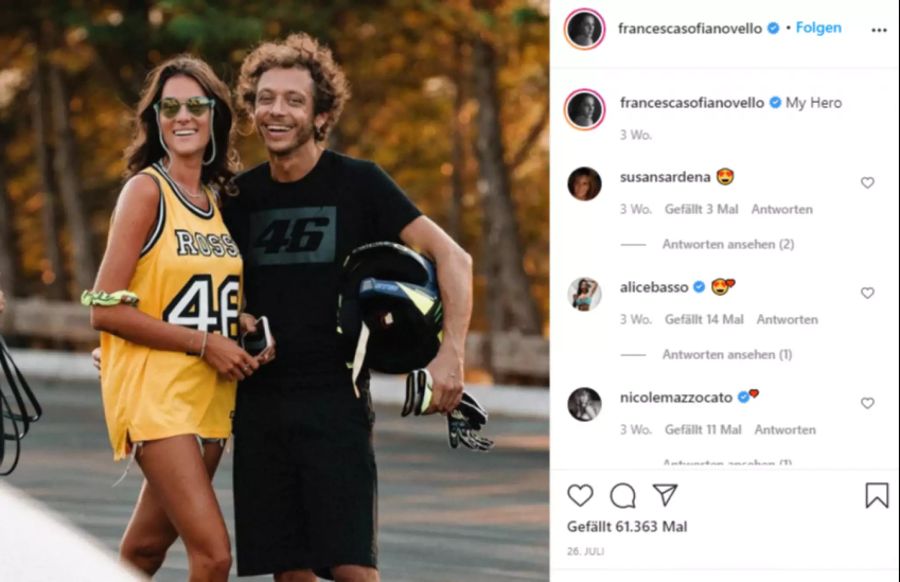 Valentino Rossi mit seiner Freundin Francesca Sofia Novello.