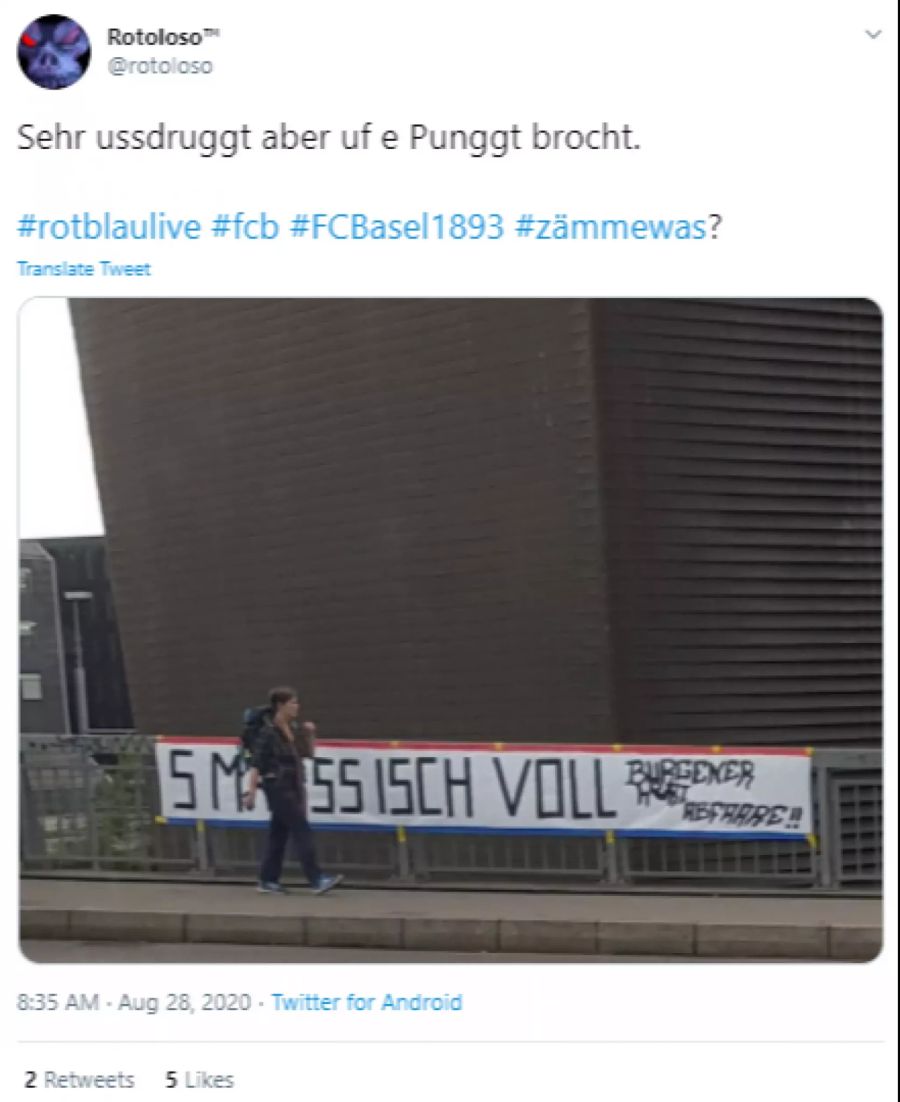 «S Mass isch voll», steht auf einem Plakat in Basel.