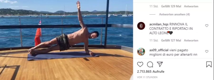 Zlatan Ibrahimovic beim Training auf seiner Yacht.