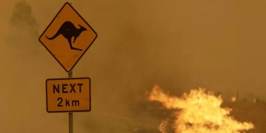 Feuer in der Nähe von Bumbalong, südlich der australischen Hauptstadt Canberra. Foto: Rick Rycroft/AP/dpa