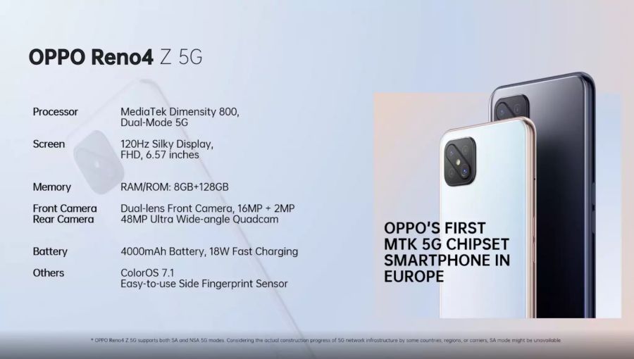 Das Oppo Reno 4 Z hat ein grösseres Display als die beiden anderen Varianten.