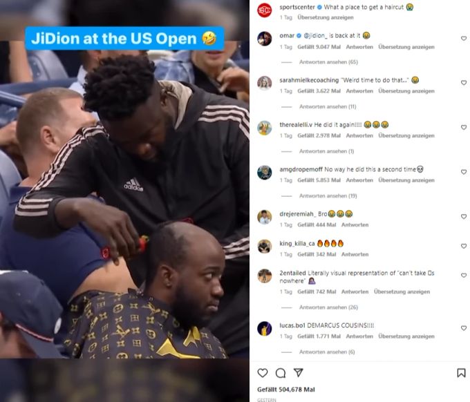 Youtuber JiDion gönnt sich an den US Open einen Haarschnitt. US Open