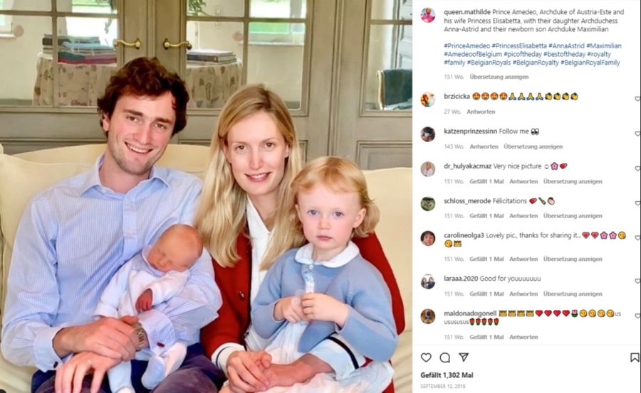 Prinz Amedeo, Gattin Elisabetta und die beiden Kinder Anna Astrid und Maximilian.