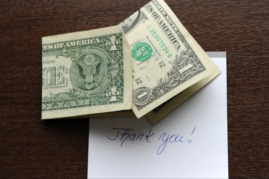 Dollar Trinkgeld Thank you Dank Geldscheine