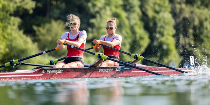 Frédérique Rol und Patricia Merz im Einsatz an der Lucerne Regatta 2023. Lucerne Regatta