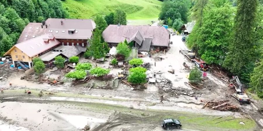 Das Kemmeriboden-Bad nach der Flutkatastrophe.