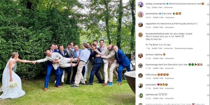 Mauro Caviezel und seine Nina haben geheiratet. An der Hochzeit sind gleich mehrere Ski-Cracks eingeladen. Mauro Caviezel