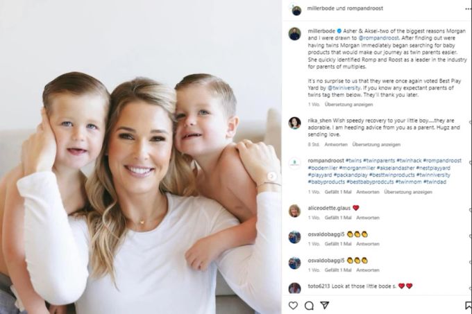 Bode Millers Frau Morgan und die Zwillinge Asher und Aksel. Bode Miller
