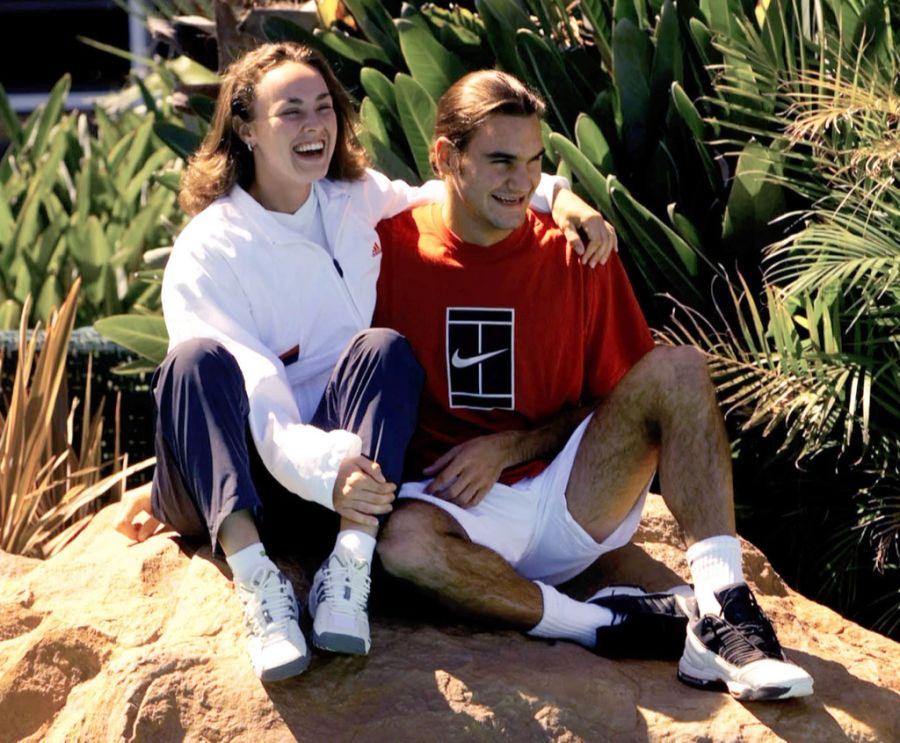 Martina Hingis mit dem 2001 erst 19-Jährigen Roger Federer.