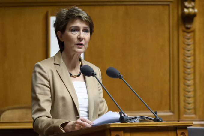 Bundesratpraesidentin Simonetta Sommaruga, spricht während der Wintersession der Eidgenössischen Räte, am Montag, 16. Dezember 2019 im Nationalrat in Bern. Simonetta Sommaruga