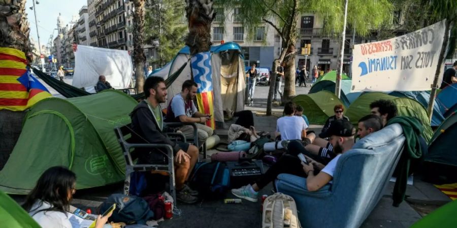 Protestcamp im Zentrum Barcelonas