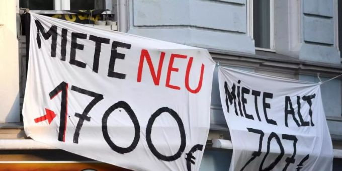 Protest gegen Mietensteigerung in Berlin. miete