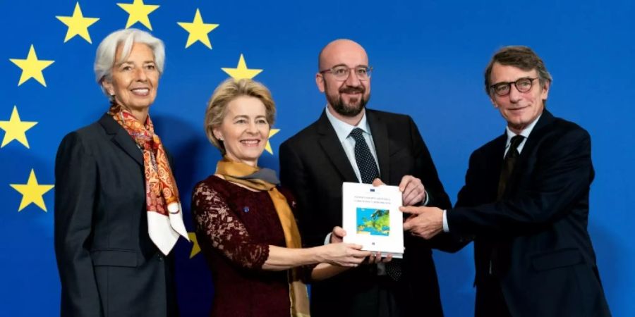 Lagarde, von der Leyen, Michel und Sassoli (von l.)