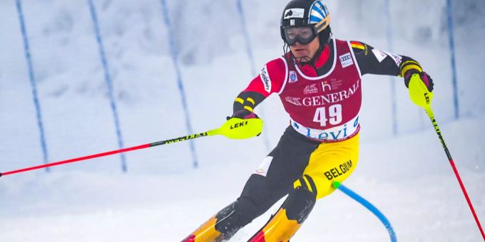 Armand Marchant beim Slalom in Levi Armand Marchant