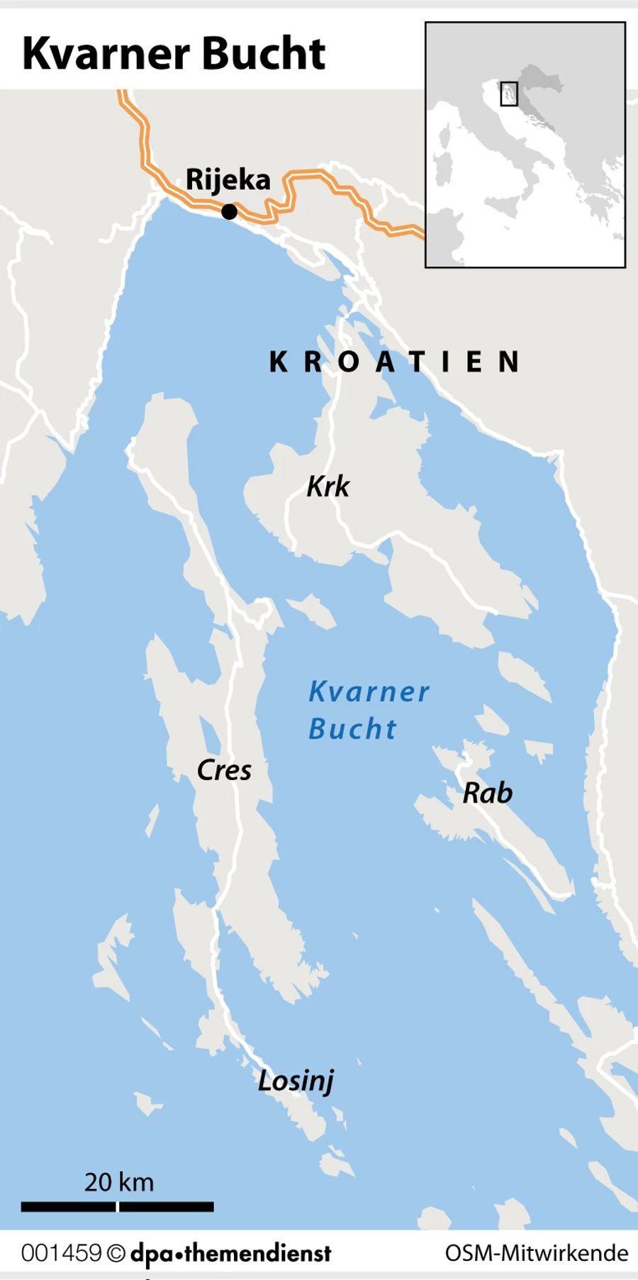 Grafik Kroatien Kvarner Bucht