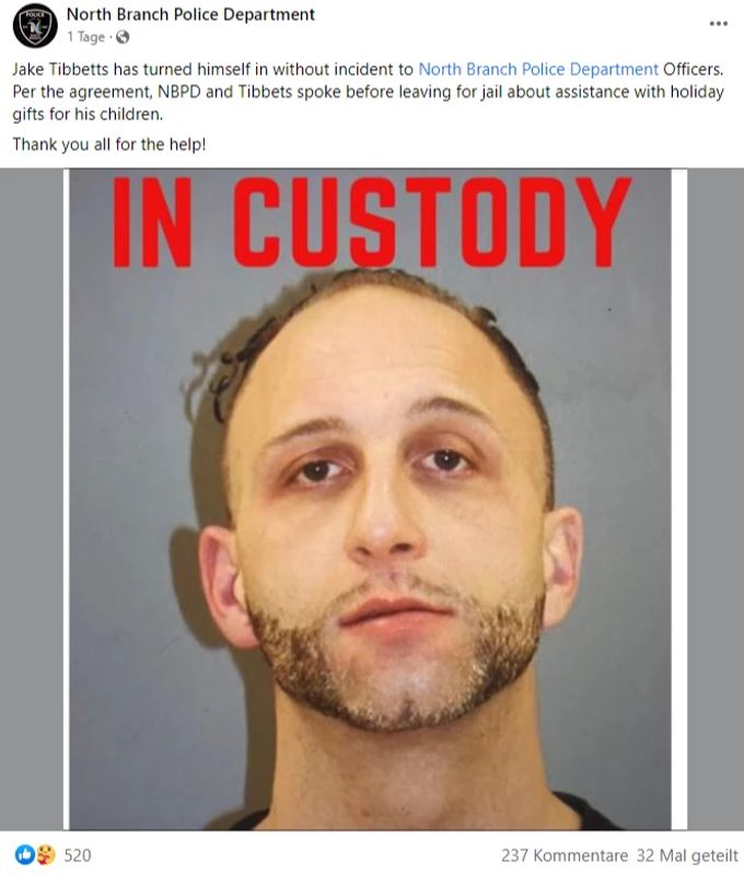 Jake Tibbetts hat sich selbst der Polizei gestellt. Seine Tochter soll dafür schöne Weihnachten bekommen. weihnachten