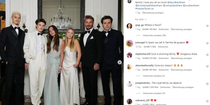 Abendkleid und Absätze: Beckham-Tochter Harper (12) verblüfft an Mamis Geburtstag. Beckham-Tochter
