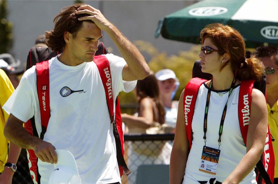 Immer an seiner Seite: Roger und Mirka beim Australian Open 2004