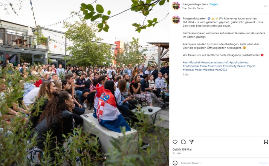 In Zürich ist man mit dem bisher friedlichen EM-Ambiente bei Frau Gerolds Garten zufrieden.