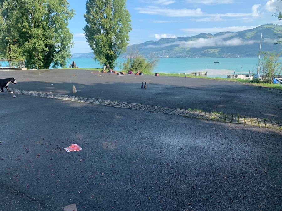 Auf diesem Platz in Spiez BE wurde nach der Knallerei am ersten August nicht aufgeräumt.