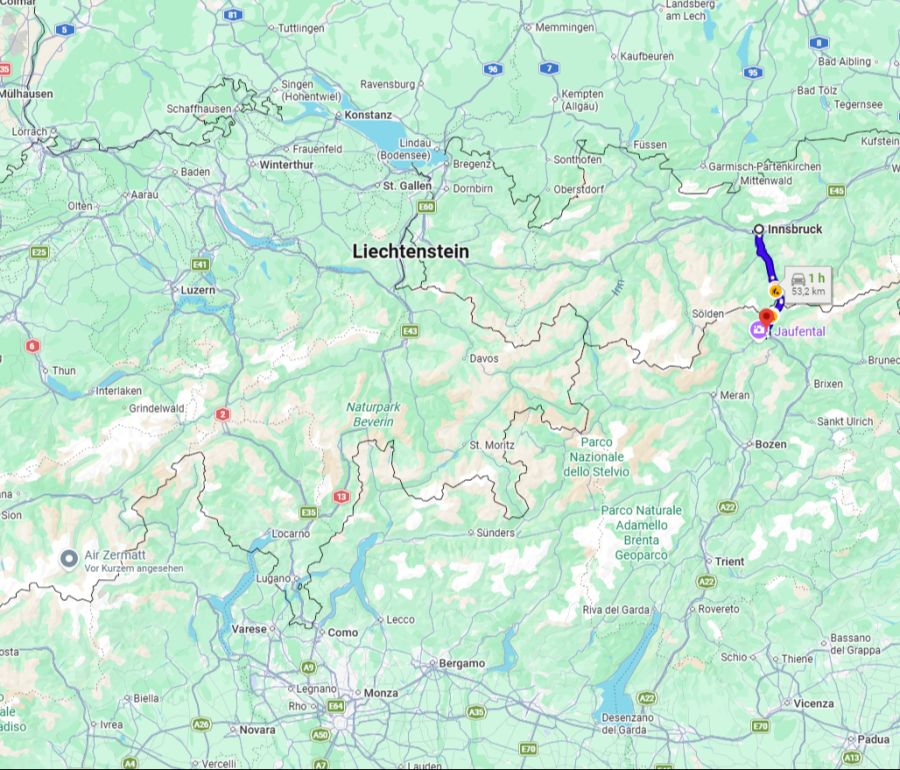 Die Brenner-Autobahn in Österreich ist eine wichtige Nord-Süd-Route durch die Alpen.