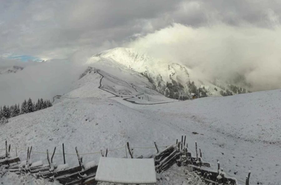 Auf Sillerenbühl (1974m) in Adelboden hat es vergangene Nacht geschneit.