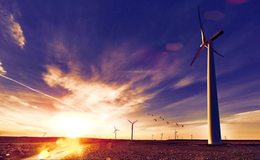Windräder Windpark Sonnenuntergang