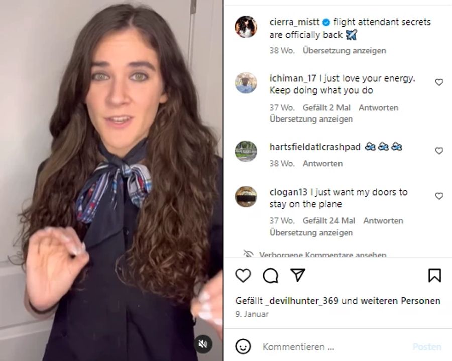 Die Flugbegleiterin Cierra Mistt verrät auf Instagram und Tiktok Tipps und Tricks.