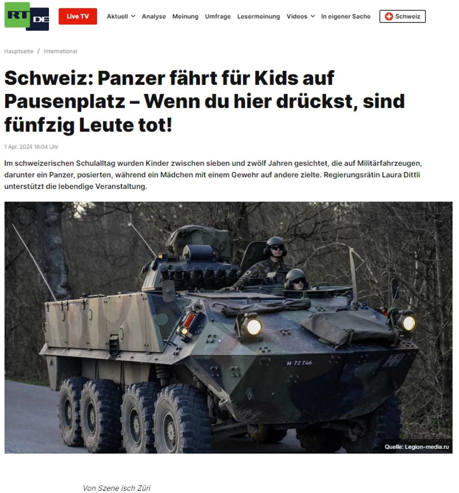 Dieser Artikel soll die Schweiz offenbar als gefährlich darstellen.